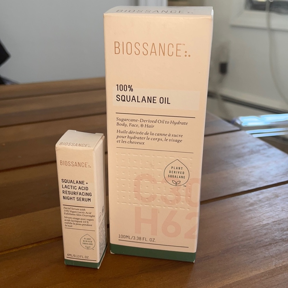 Biossance | 100% Squalane Oil 100mL Resurfacing Night Serum 4mL sample
